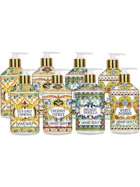 Luxury Hand Soap Set - 8 Bottles of Sea Salt Verbena, Coconut Citrus & More